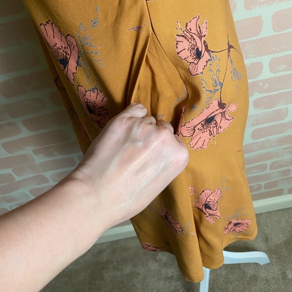 Free People Drapey Melanie Printed Mini Dress Mustard Floral 0 - Picture 7 of 10